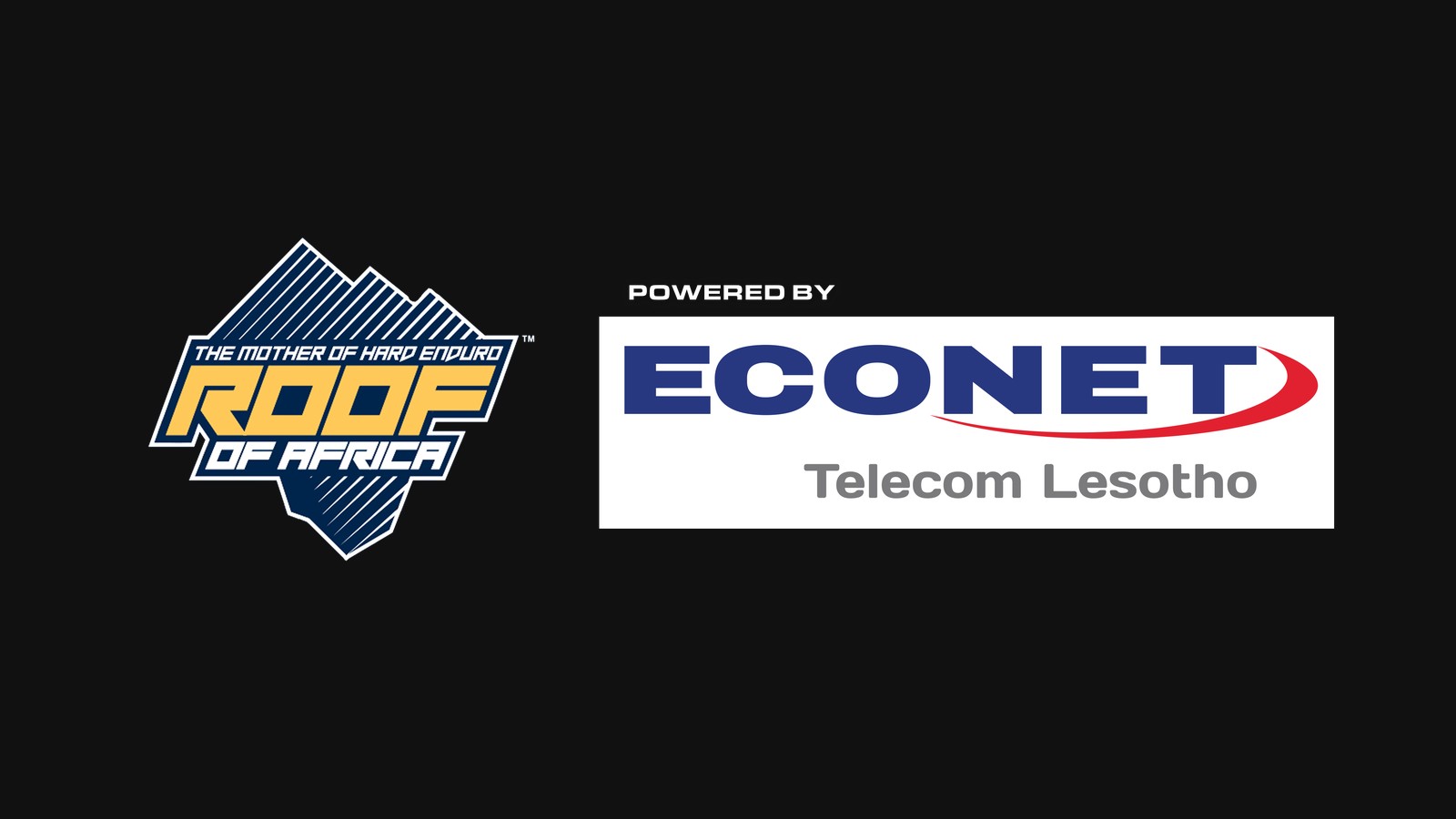 2026 Roof of Africa logo, The Mother of Hard Enduro, beside the Econet Telecom Lesotho sponsor mark