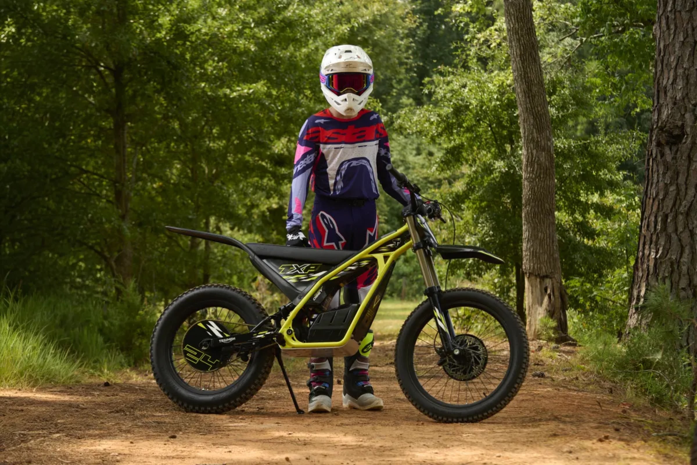 Triumph TXP-24 standing rider on dirt track