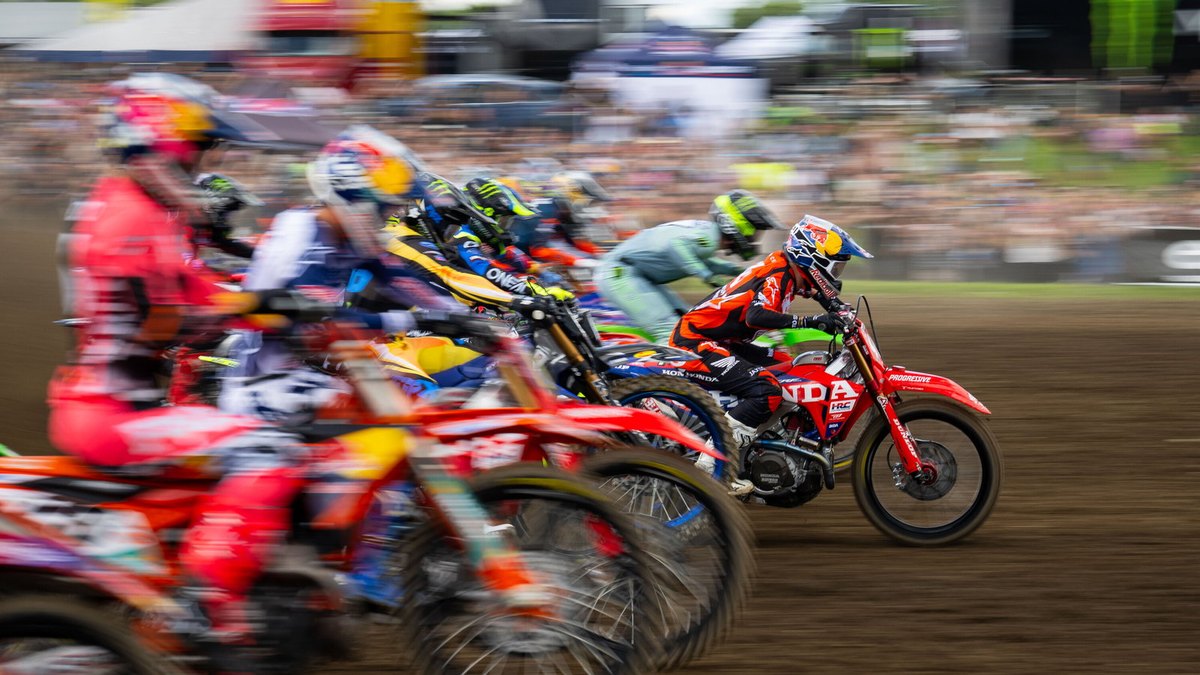 Pro Motocross field charging off the start at the 2026 Unadilla National