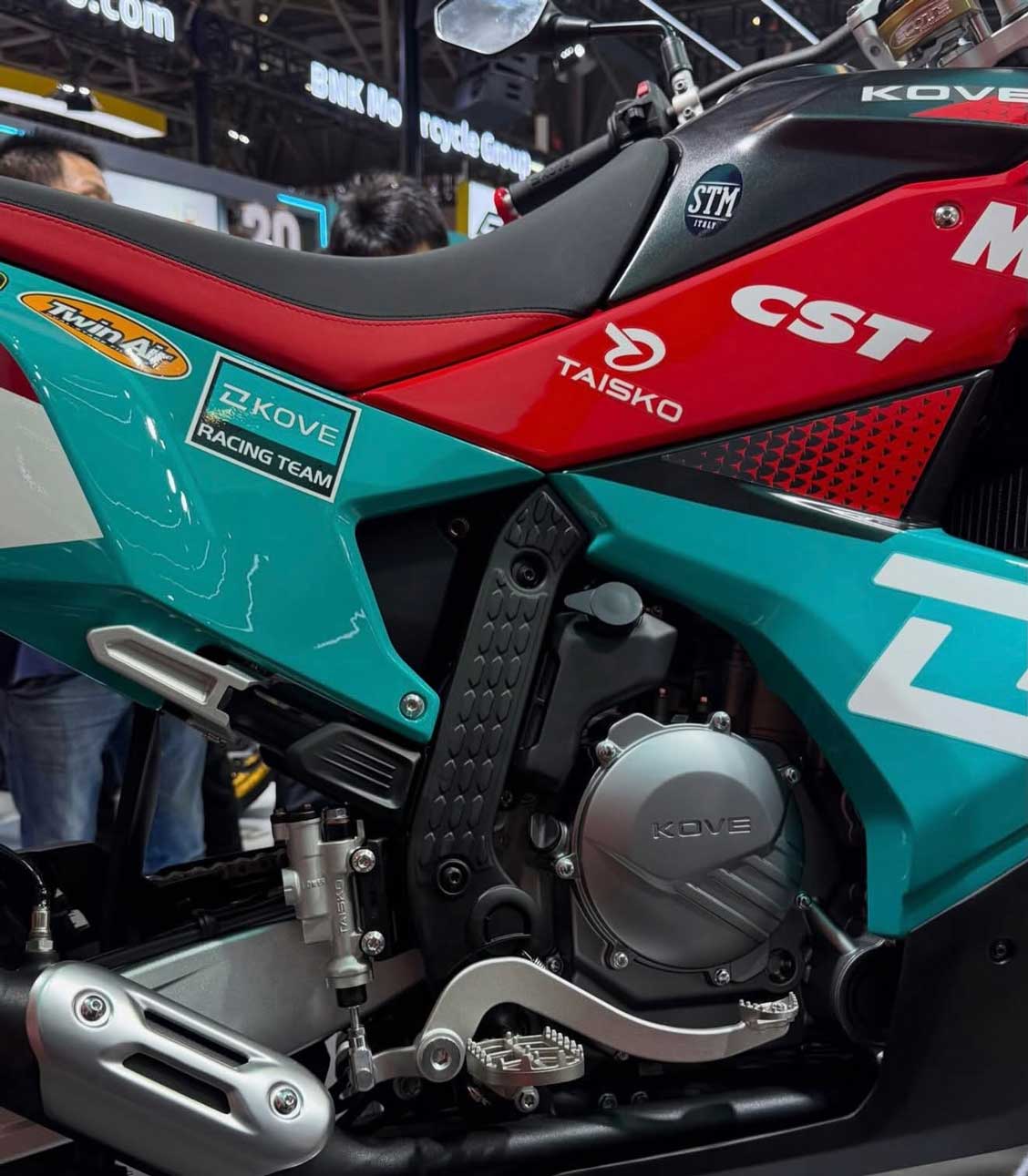 2027 Kove 350 Rally detail — handguards and cockpit