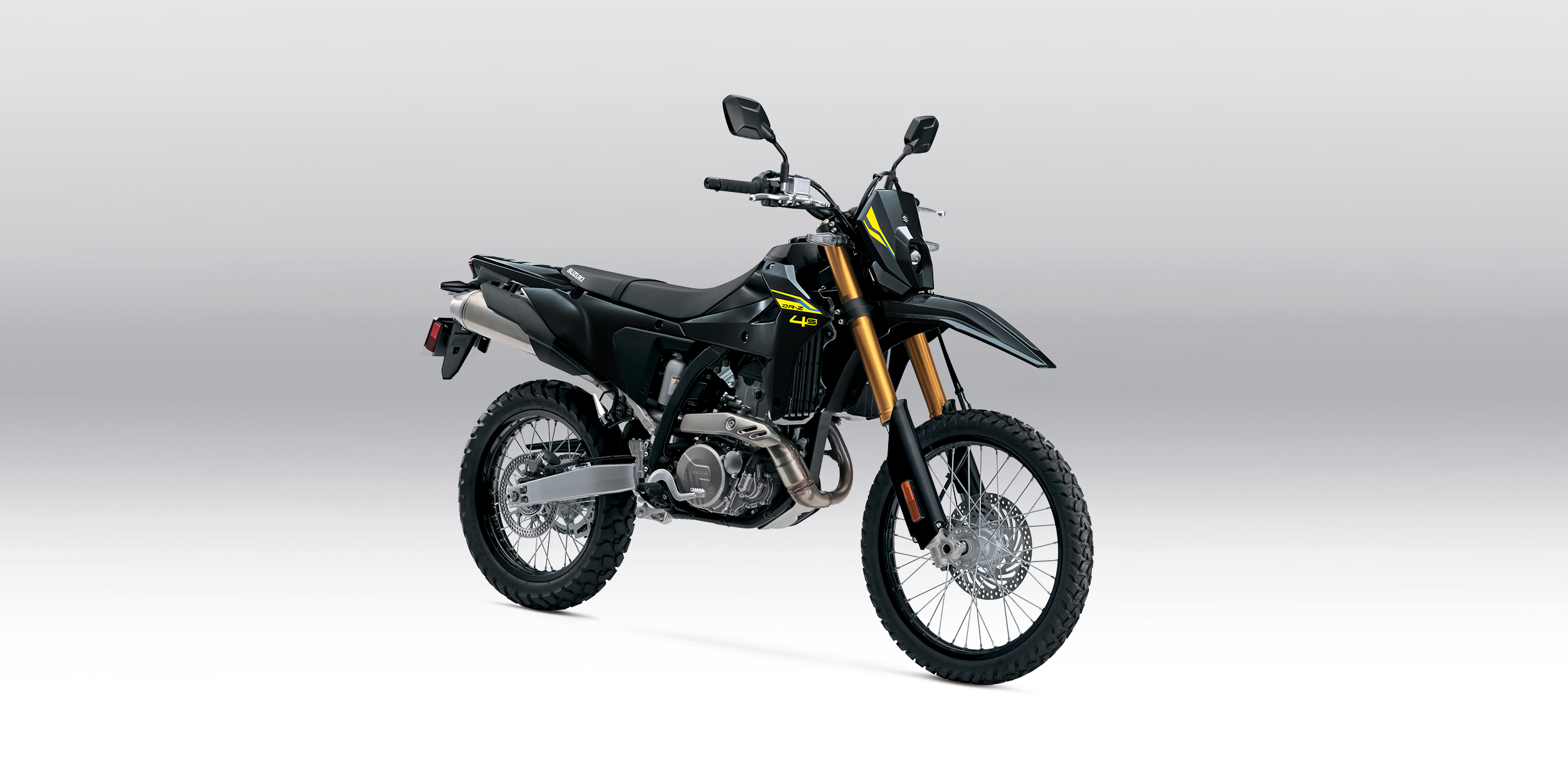 2027 Suzuki DR-Z4S black/yellow DualSport press product shot
