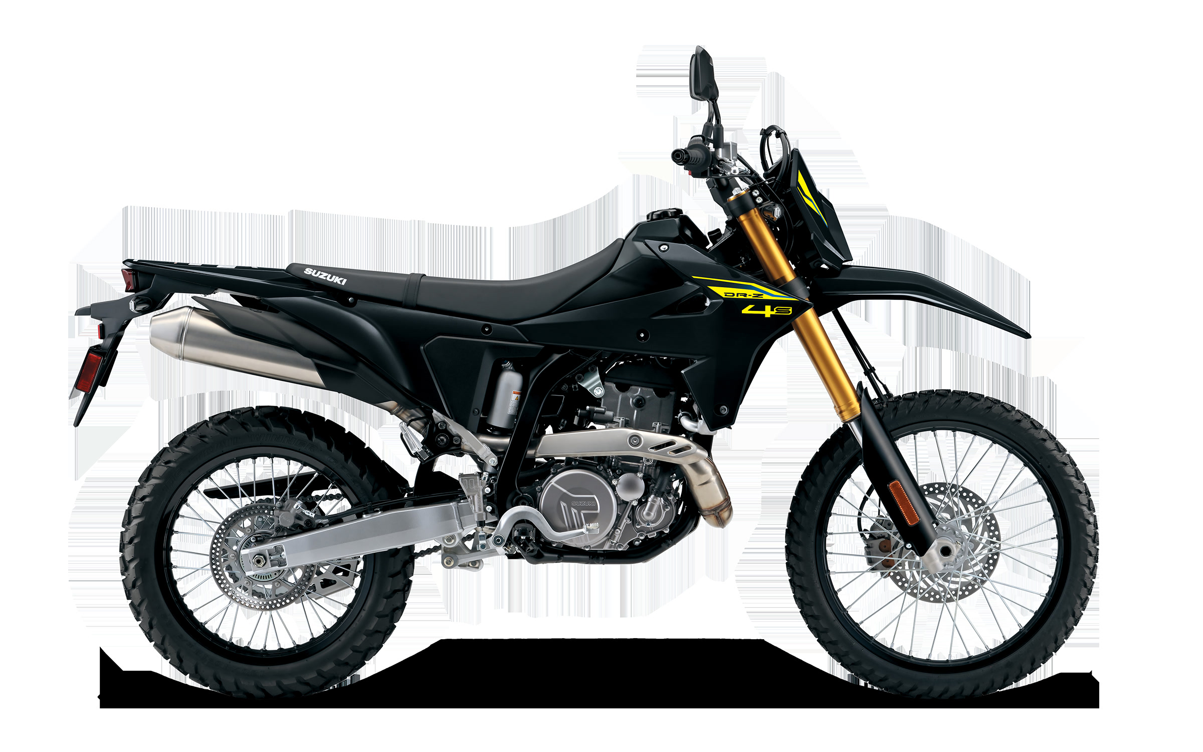 2027 Suzuki DR-Z4S Solid Black studio right-side profile