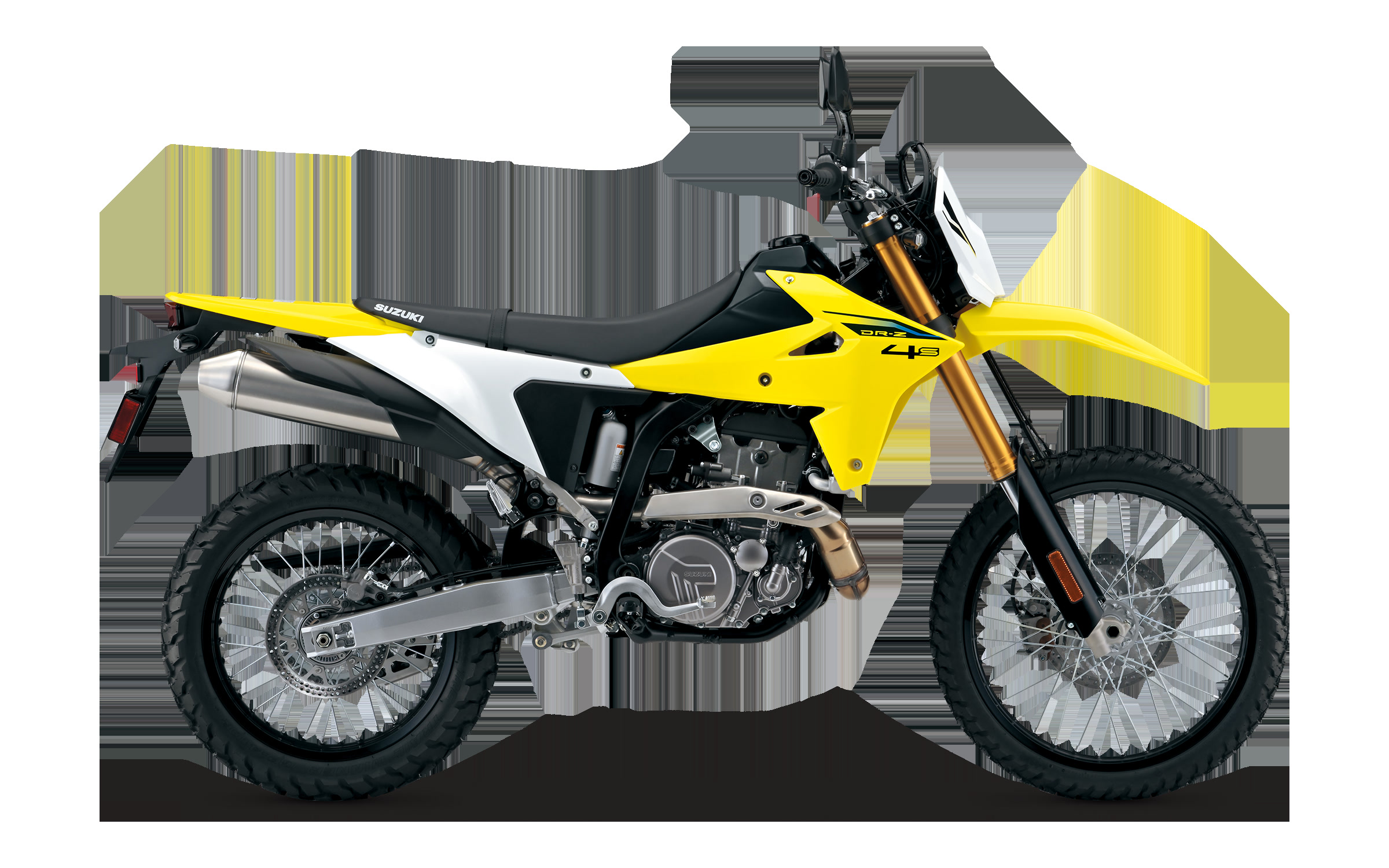 2027 Suzuki DR-Z4S Champion Yellow studio right-side profile