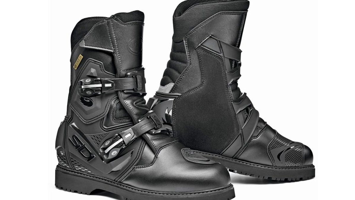 Pair of black Sidi Adventure 2 Gore-Tex Mid adventure boots