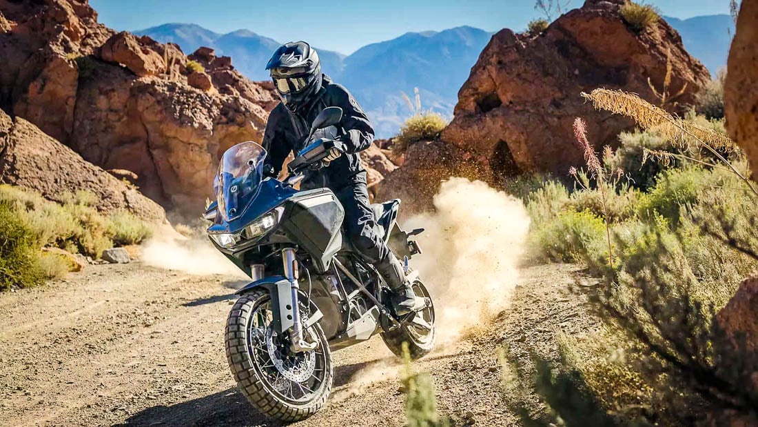 Zero Dual Sport / adventure electric motorcycle in dirt — category bike for announced Cypher III Dual Sport path